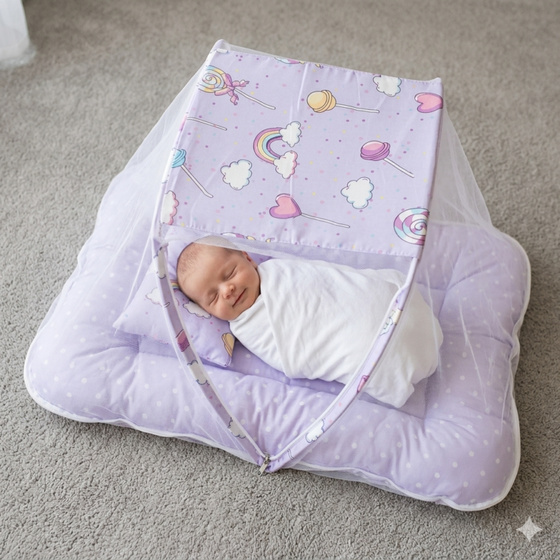 Portable Lavender Baby Bed & Net