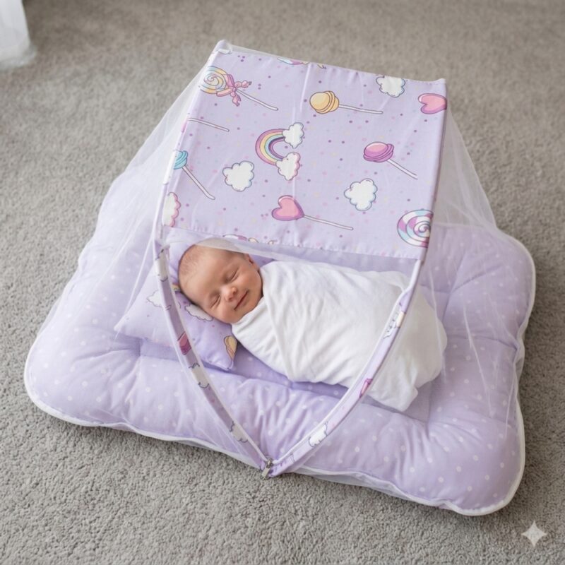 Portable Lavender Baby Bed & Net